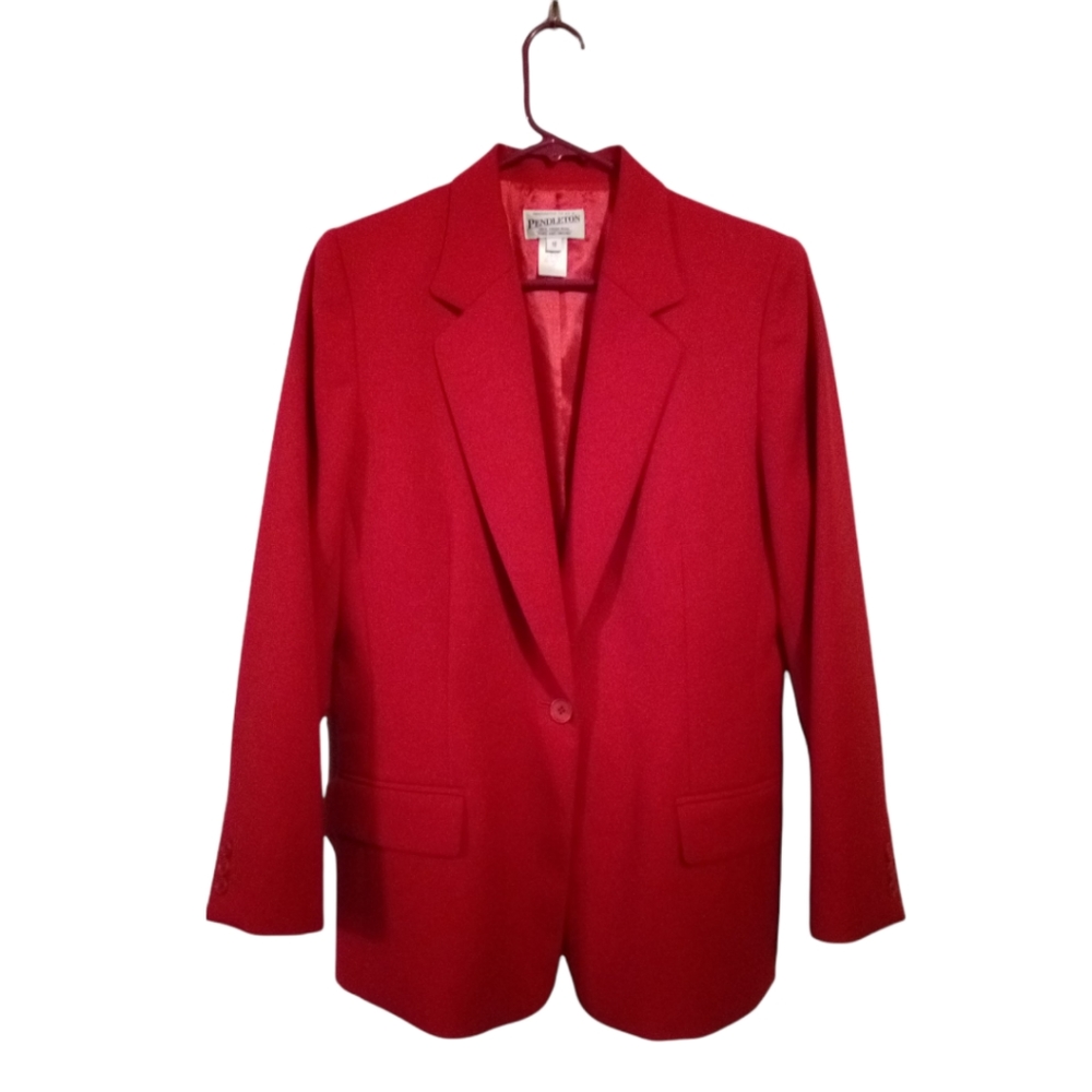 Pendleton Red 100% Wool Blazer Size 10